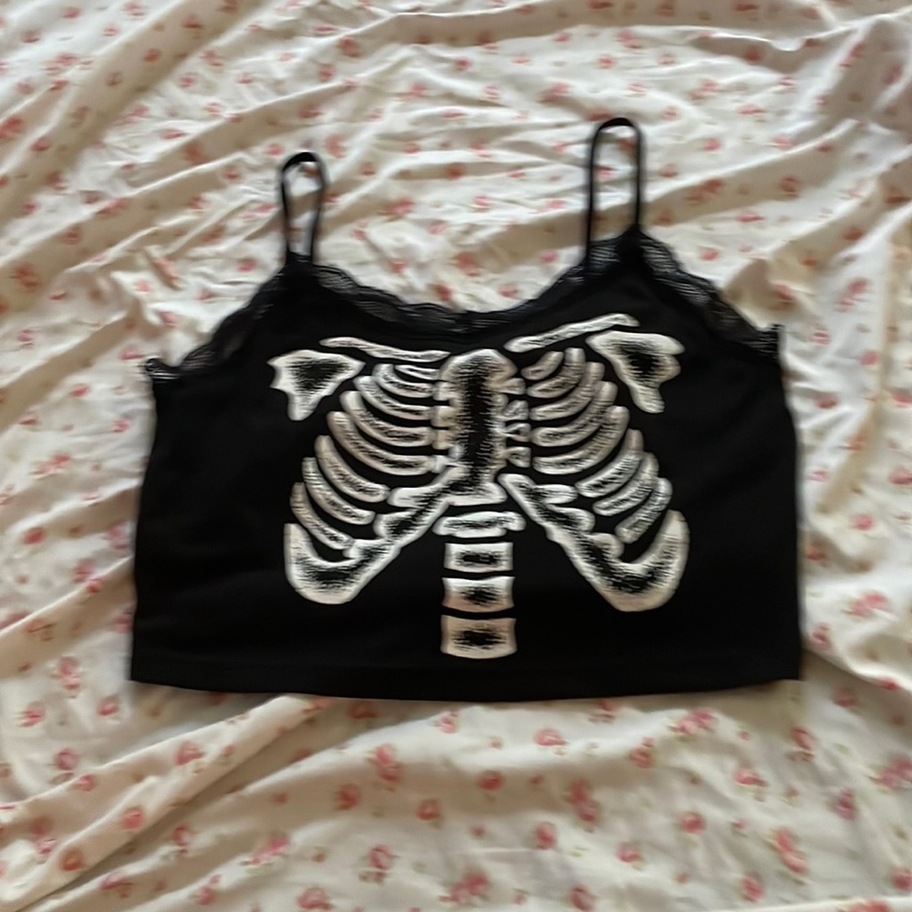 Black skeleton lace tank